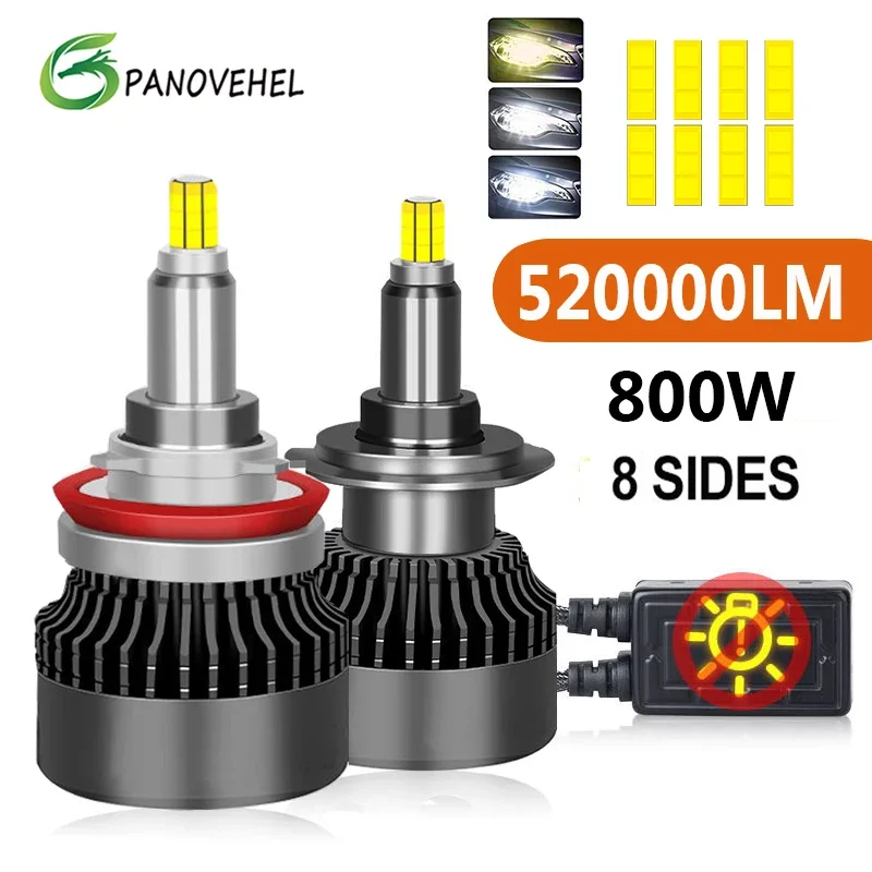 

PANOVEHEL Canbus H7 LED 360 H11 H1 H4 520000LM 800W Car Headlight Bulb HB3 HB4 HIR2 9005 H9 H8 Bi Led Projector Lamp 6000K 4300K