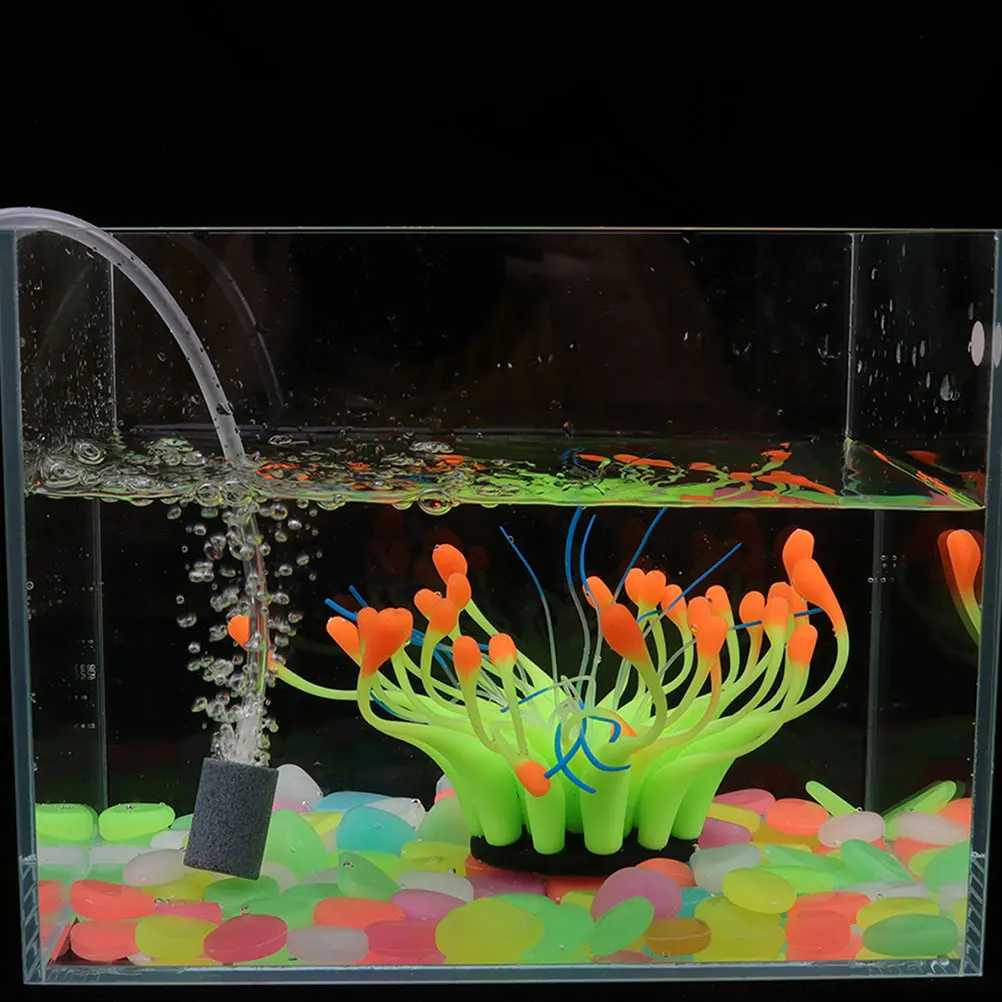 

600 Pcs Stones Fish Tank Rocks Fish Tank Decor Aquarium Plastic Colored Pebbles Night Glow L scaping Aquatic S