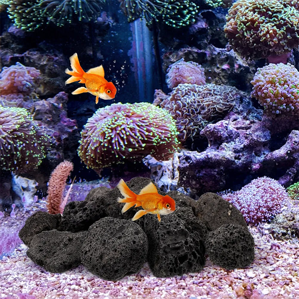 1 Bag Natural Black Volcanic Rock Lava Pebbles Aquarium Gravel Stones Fire Pit Landscaping Decorative Gravel Fish Tank Rocks
