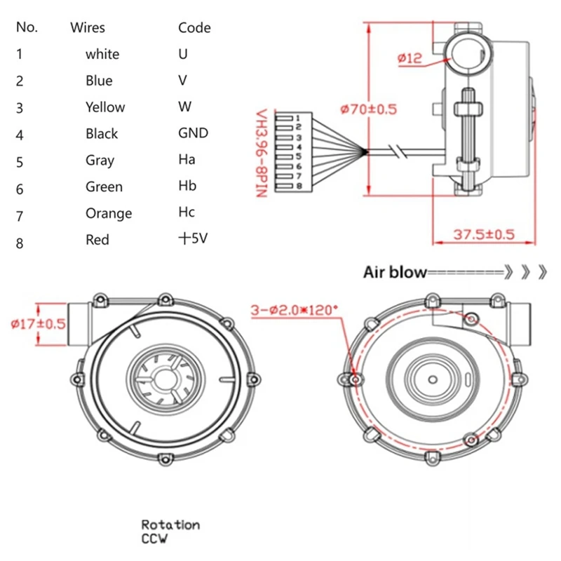 7040 DC High Pressure Blower, Mini Centrifugal Turbo Fan, Small Blower,Can Be Used For Sleep Ventilator Oxygen