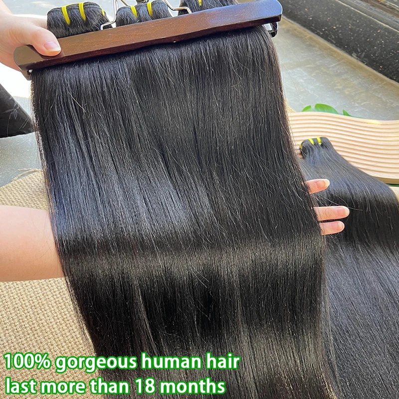 라이트 야키 스트레이트 헤어 번들 미가공 천연 100% 인모 붙임머리 킨키 스트레이트 헤어 내추럴 블랙 # 1B