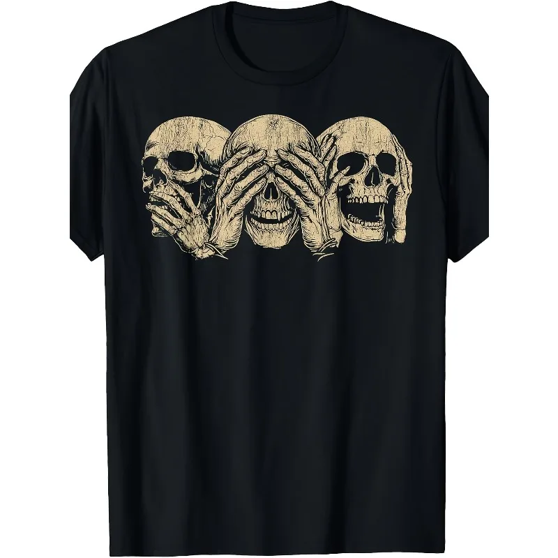 Invisible Skull - Dark Gothic T-shirt Aesthetic Art Punk Y2K American High Street Unisex Casual T-shirt