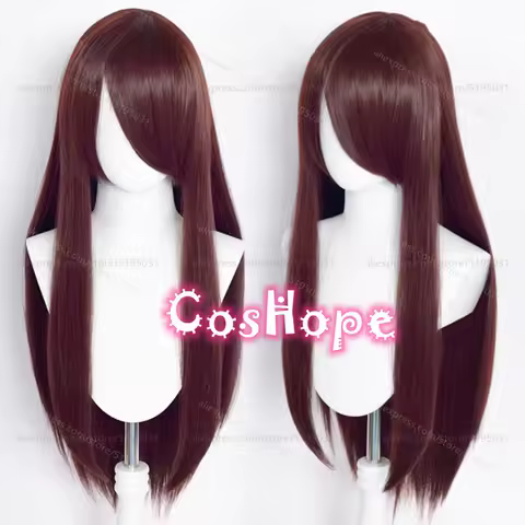 D.Va Cosplay Wig Women Long Straight Red Brown Wig Cosplay Anime Heat Resistant Synthetic Wigs for Costume