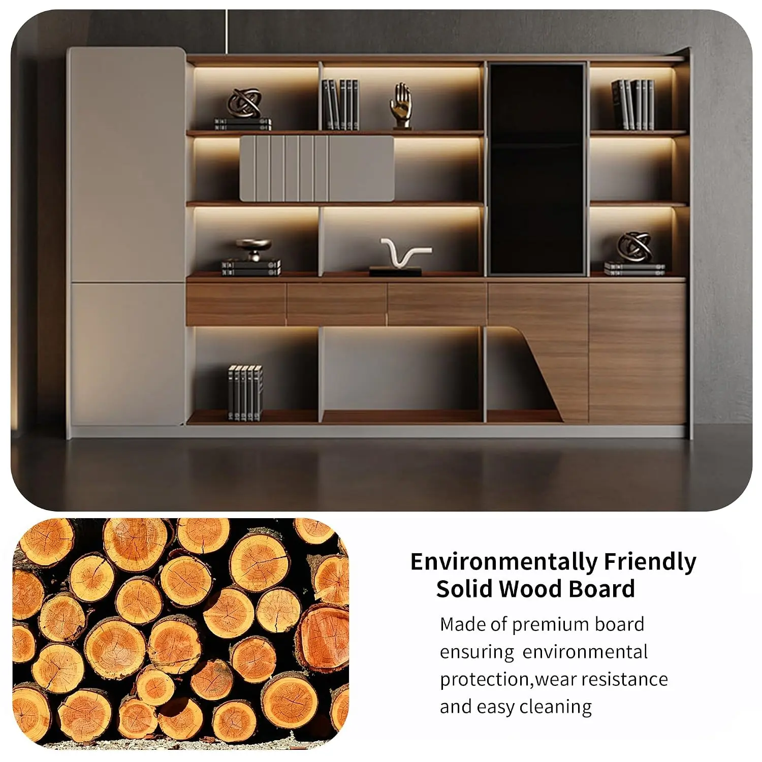 Modern Executive File Cabinets and Bookcase, Sturdy Office Bookshelf