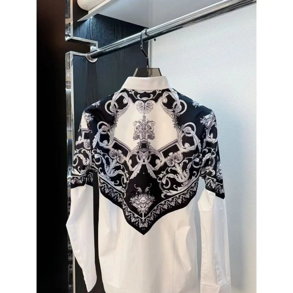 Palace Style Business Contrast Color Splicing Slim Long-sleeved Shirt Men Autumn and Winter New Casual Shirt