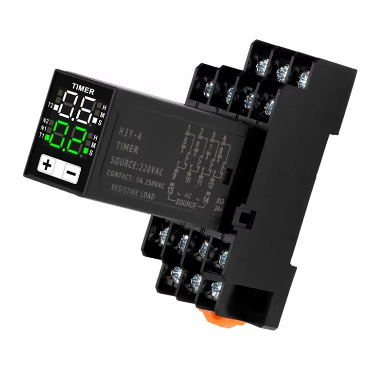 H3Y-4 AC220V Liquid Crystal Time Relay Dual Time With Base Small Digital Display Cycle Time Control Delayer