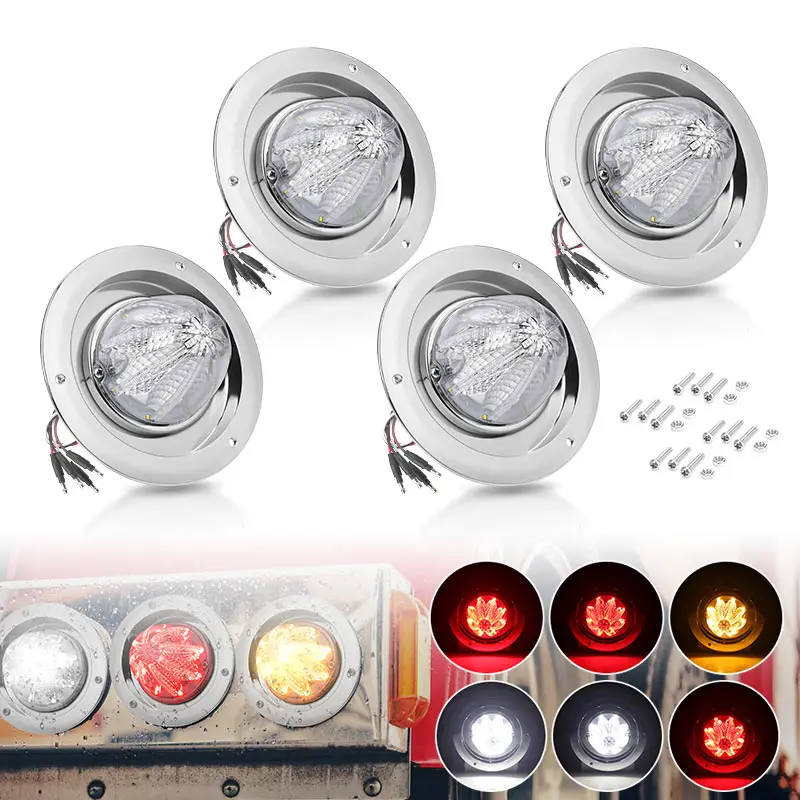

Truck LED Watermelon Lights With Bezel Base Under Glow Wheel Light Side Marker Light Turn Signal Lamp For Trailer Bus RV 12V 24V
