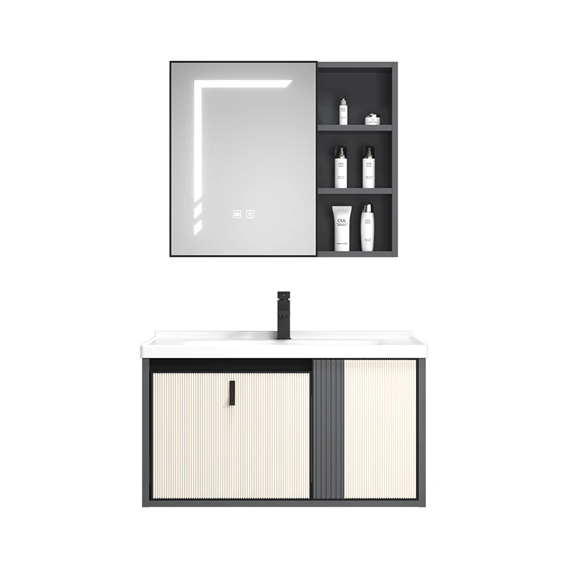 XK Alumimum Bathroom Cabinet Combination Set Hand Washing Washbasin Bathroom Integrated