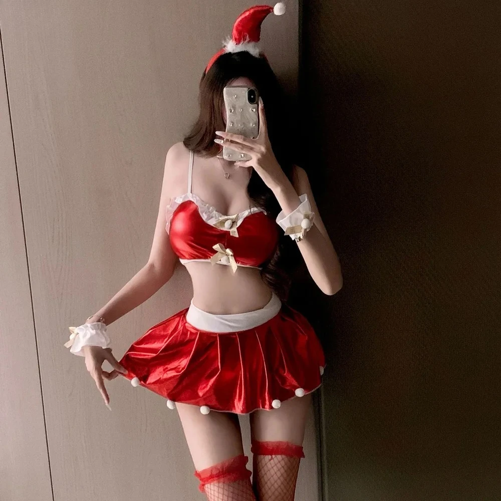 

New Christmas Sexy Lingerie Outfit Women Xmas Erotic Underwear Pajamas Unifrom Costumes Cosplay Red New Year Nightwear Lingerie