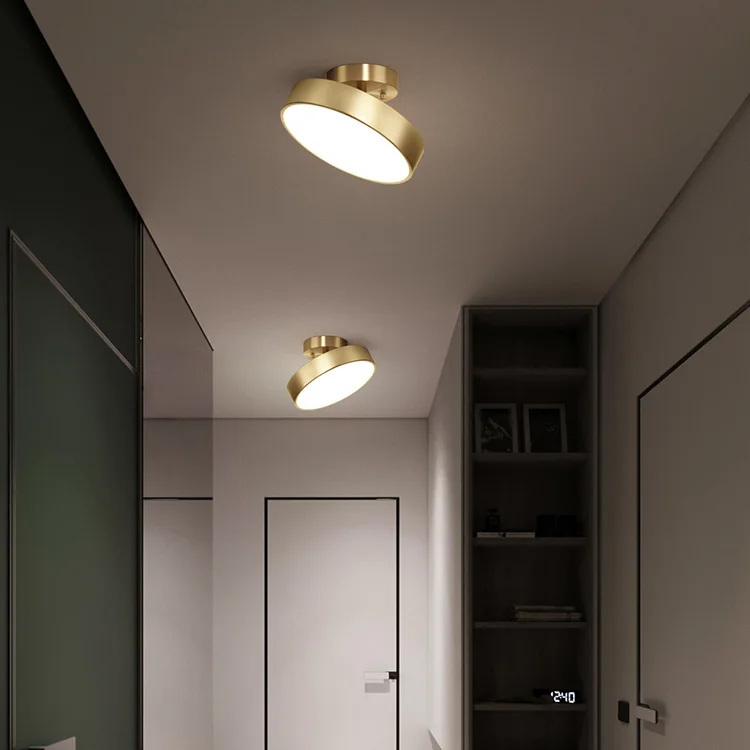 

Creative All Copper Light Luxury Circular Ceiling Light Suitable for Dressing Rooms Entrance Halls Foyer Balcony Lamps