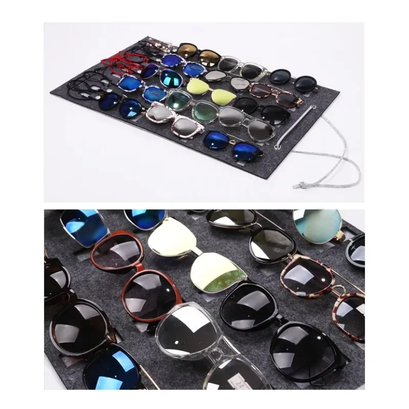 4/15/25 Grids Compartment Felt Eyewear Stand, Suitable for Sunglasses, Display Rack, Wall-Mounted Storage Pocket Organizer