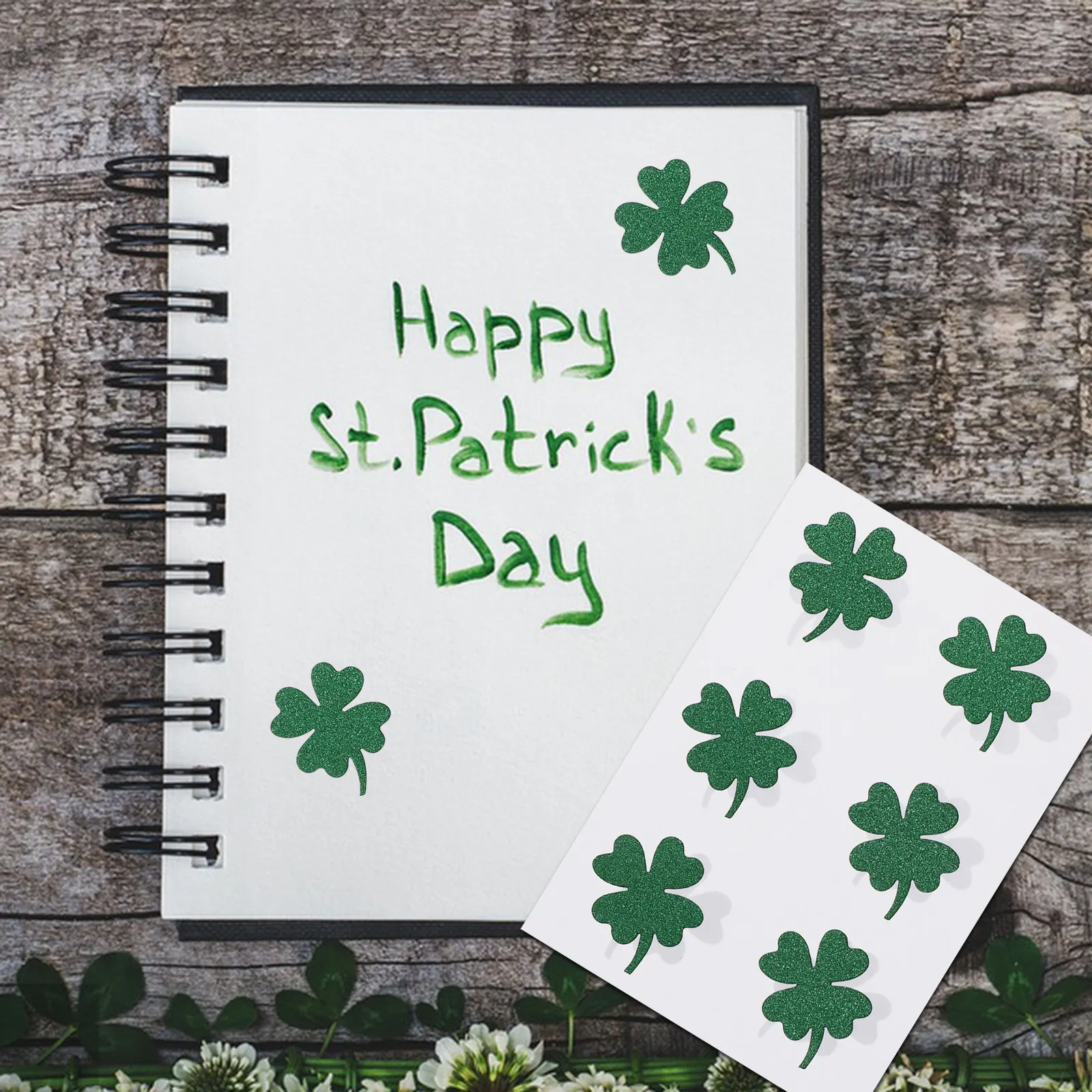 

24Pcs Four Leaf Clover Stickers Glitter Shamrock Decorations Perfect for St Patricks Day Party Scrapbook Kids Crafts Home Decor