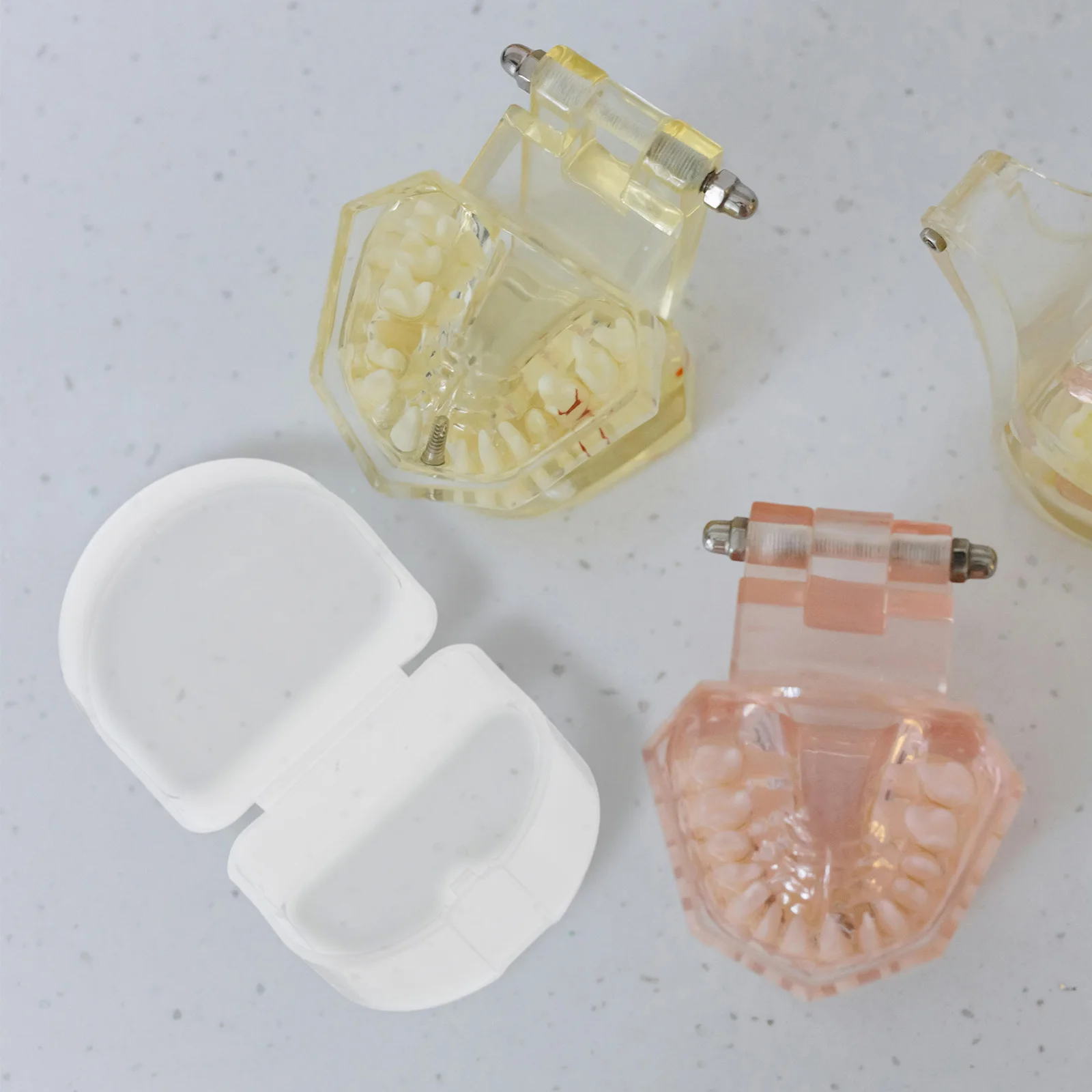 

4Pcs Dentures Box Transparent Case Dentures Storage Holder Teeth Container Mouthguards Travel Cleaning Beads Cup