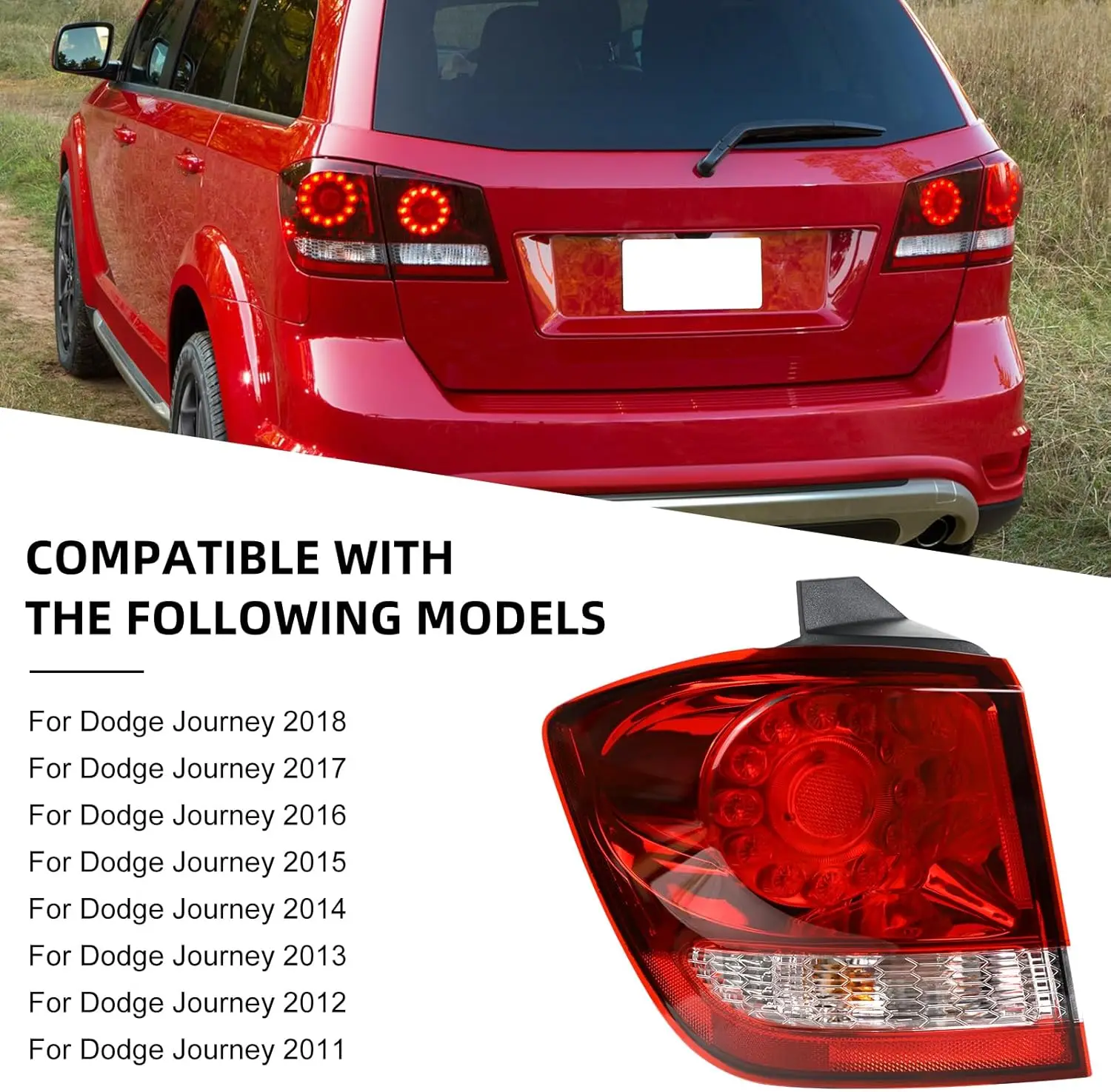 

Tail Light Assembly For Dodge Journey 2011-2018 Rear Lamp Brake Taillights Replacement with Bulbs 1PC Left Car LED Light