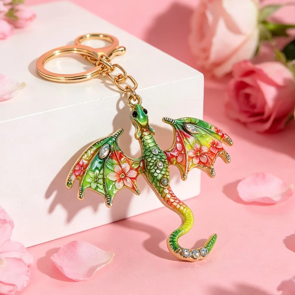 Fantasy-Drachen Emaille-Schlüsselanhänger-Set, Wyvern-Schlüsselring, Taschenanhänger, Auto-Schlüsselzubehör, Geschenk – Detail 6