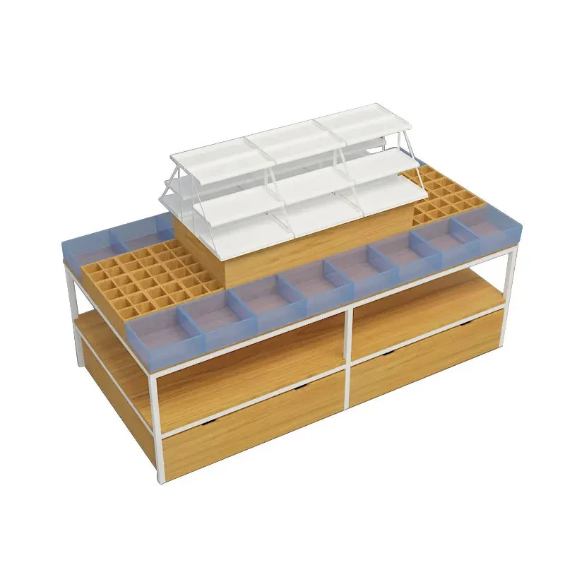 custom.Multi-Tier Retail Island Display Table Cosmetics  Stationery