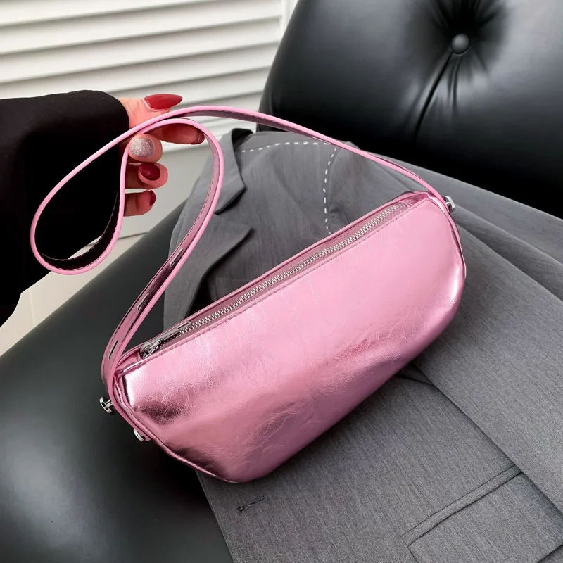 Bolso de mano de cuero de estilo francés para mujer, de Color sólido bolso de hombro, bolso de compras elegante a la moda, bolso de mano femenino para axila