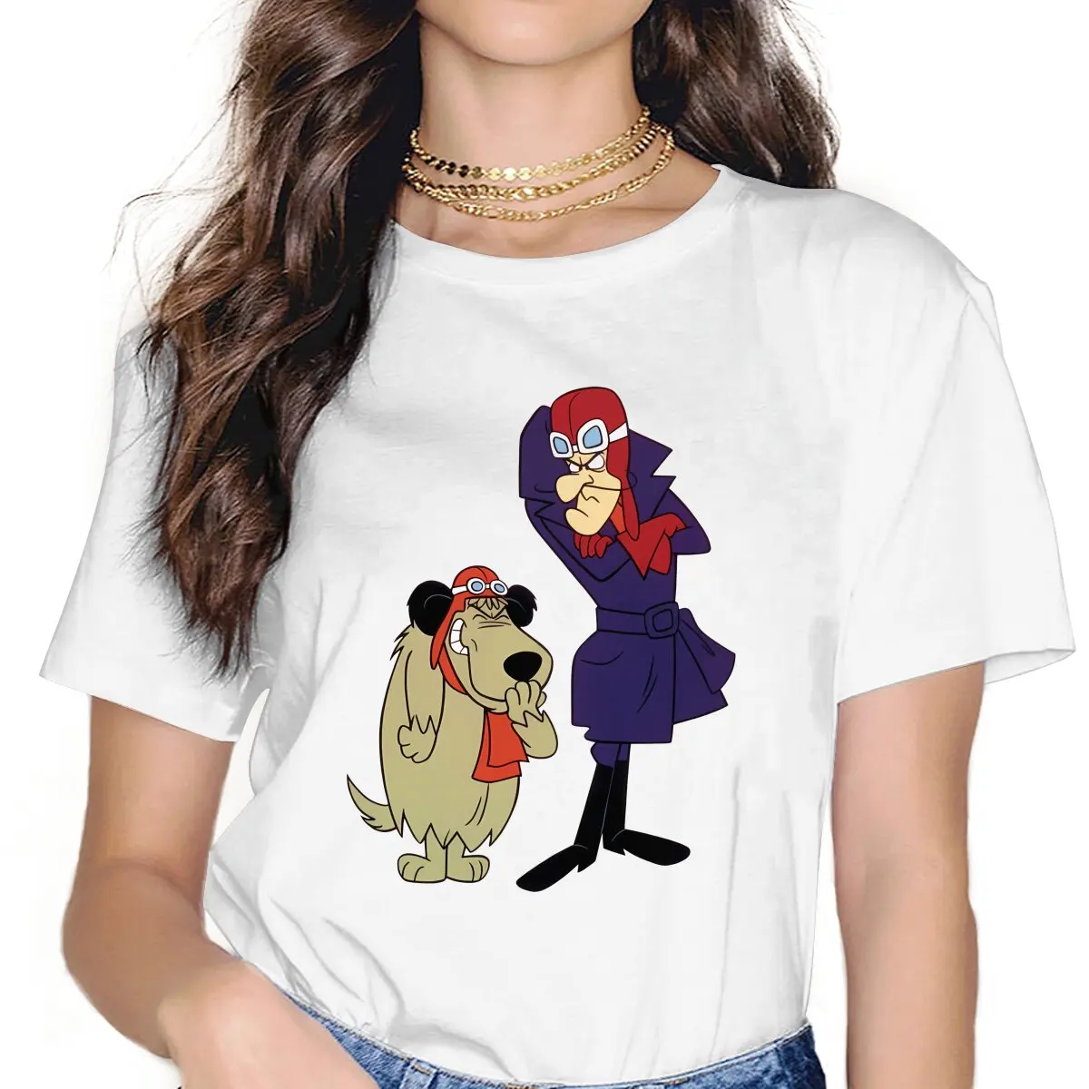 Which Cartoon Dog Are You Women TShirt Muttley Wacky Races Girls Y2k Basic Tops O-neck Polyester Female T Shirt Funny Gift