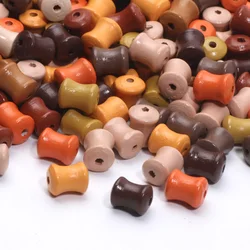 Maillard color 50pcs Bamboo Joint Wood Spacer Beads Necklaces Bracelets Earrings Wooden Beads For Jewelry Making DIY Accessories