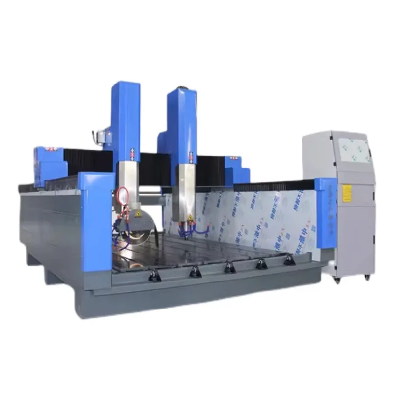 Double Heads 5.5kw Spindle and Saw Blade Carving Cutting 4 Axis Stone Cnc Machine 1325 for Stone Granite Marble Cnc Router