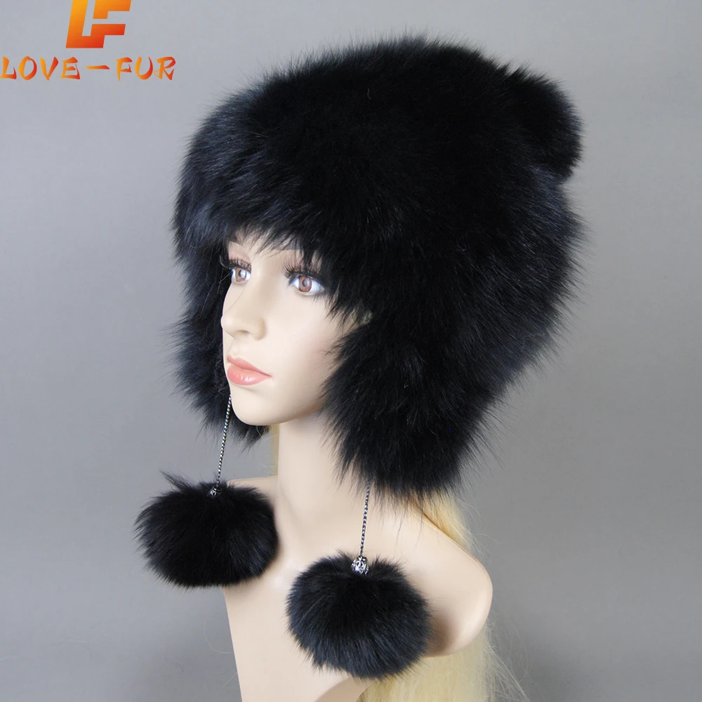 

Hot Sale Luxury Ladies Winter Warm Real Fox Fur Hat hand knit women natural fox fur beanie hat genuine fox fur bomber hat