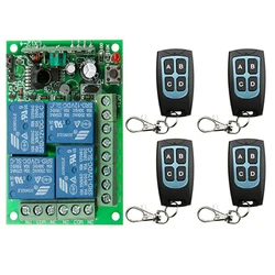 DC12V 24V 4 CH 4CH RF Wireless Remote Control Switch System Receiver+Waterproof Transmitter,315/433.92 MHz Garage Door /lamp