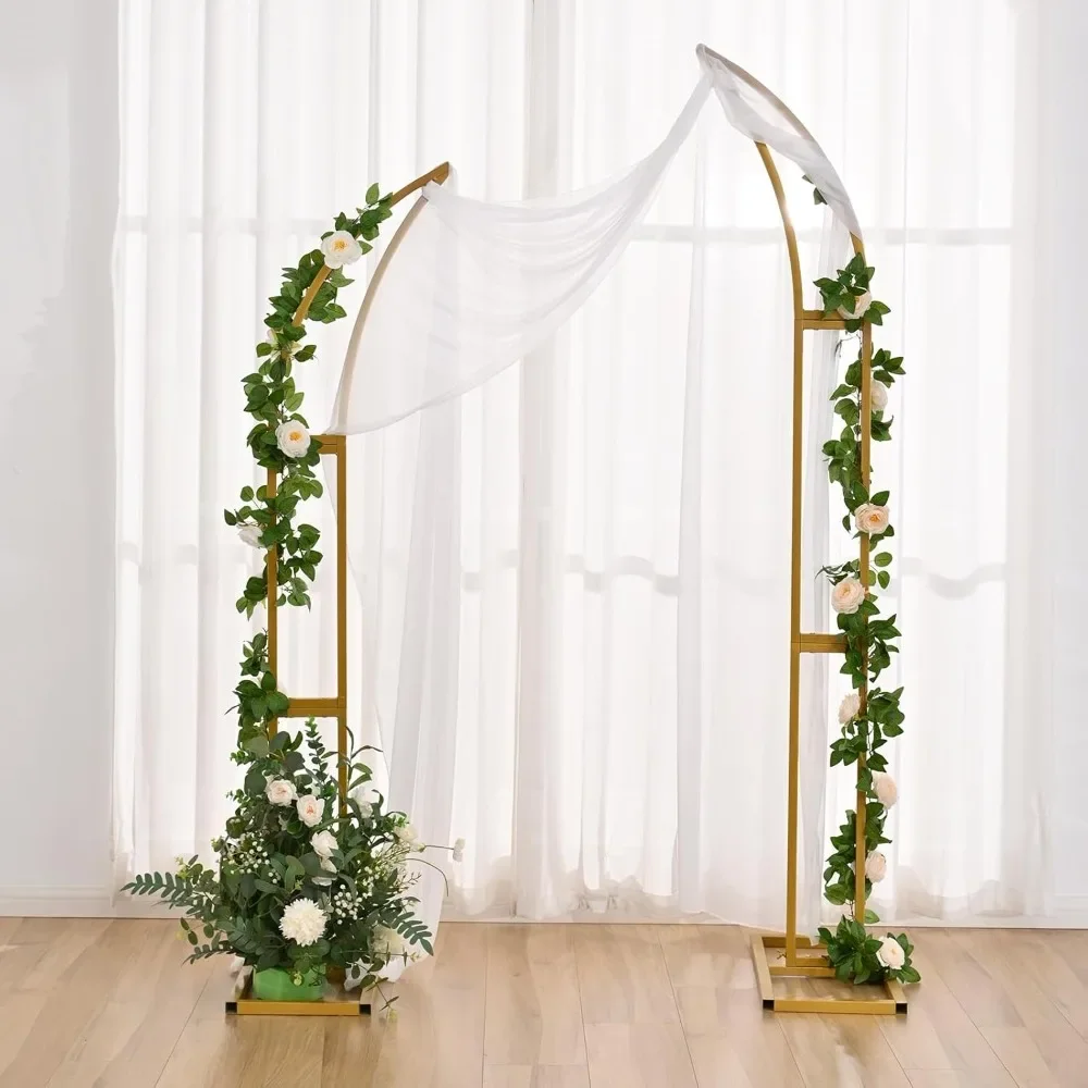 

2pcs Curved Wedding Arch Backdrop Stand, Balloon Arch for Ceremony Birthday Party Bride Baby Shower, Metal Half Moon Wedding