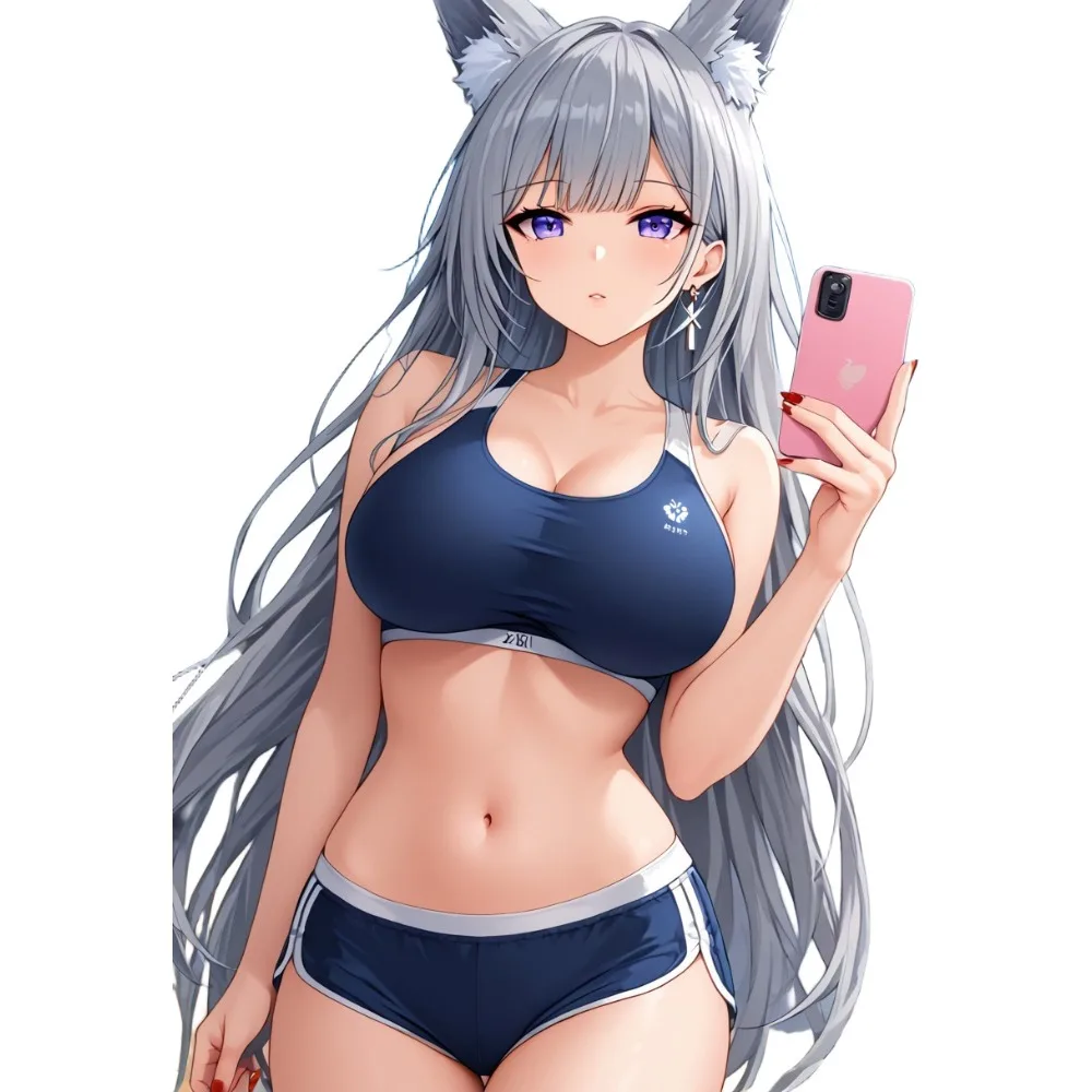 Autocollants Anime Fille aux Oreilles de Loup, Décorations Imperméables de Dessins Animés pour Voiture, Ordinateur Portable, Skateboard