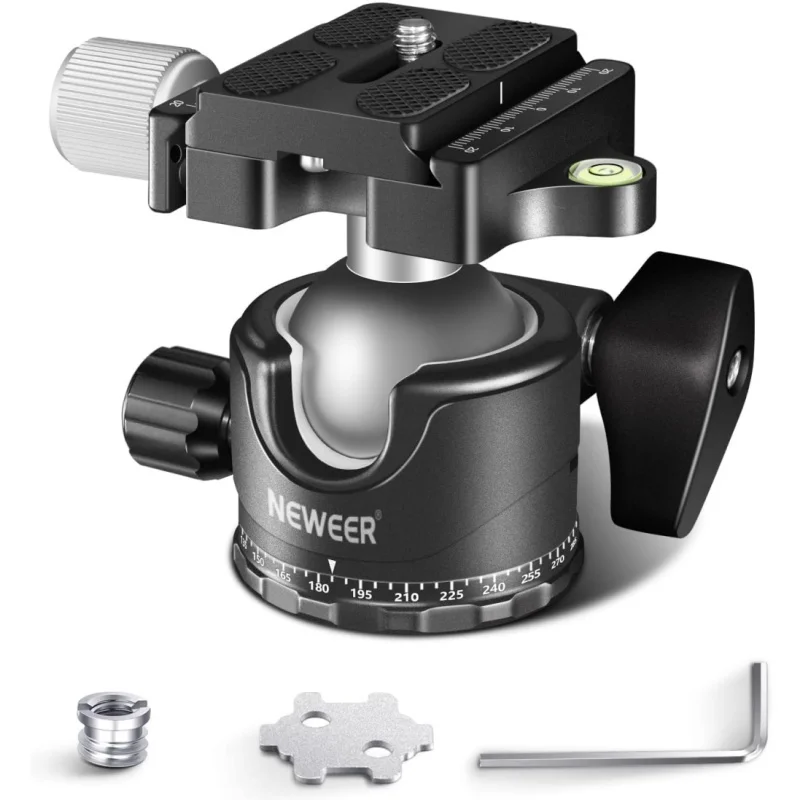 NEEWER Kamera-Stativkopf mit niedrigem Profil, 36 mm Panorama-Metall-Kugelkopf, kompatibel mit Arca 1/4 Zoll Schnellwechselplatte für Stativ, Einbeinstativ, Slider