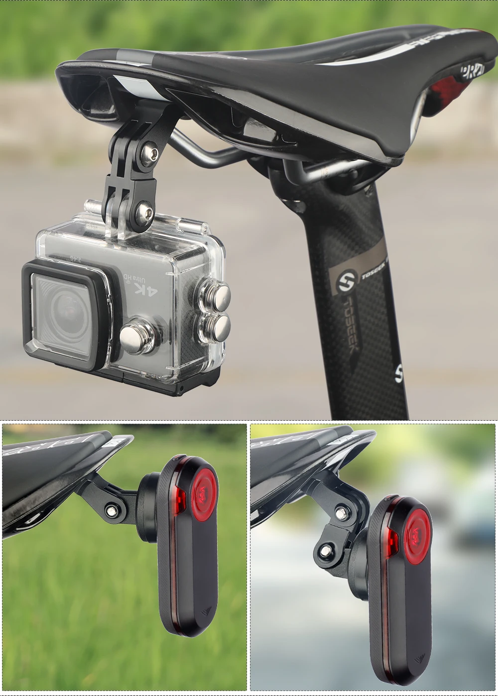 Deemount Sattelstütze Sattel Rücklicht Halterung Passend für Shimano PRO für Gopro Sport Kamera Radar Lichter Alaun. Verlängerungshalter aus Legierung – Detail 11