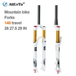 MTB Suspension Fork, Bicycle Shock Absorber, Road and Mountain Bike Compatible, White,Travel 140mm, Fits 26 