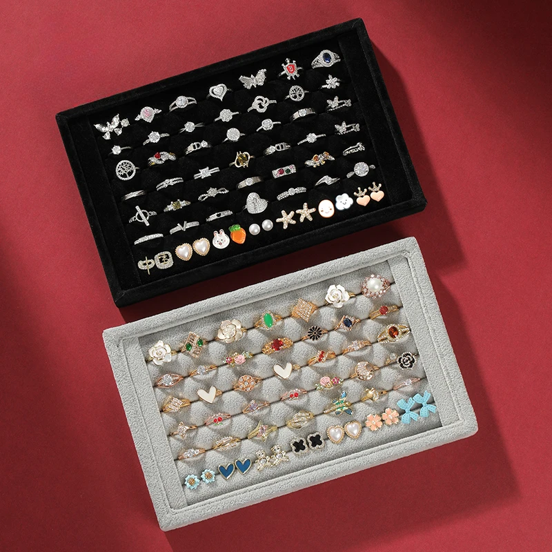 

Маленький бархатный поднос для ювелирных изделий, поднос для колец и сережек для хранения ящиков-компактный органайзер для ювелирных изделий