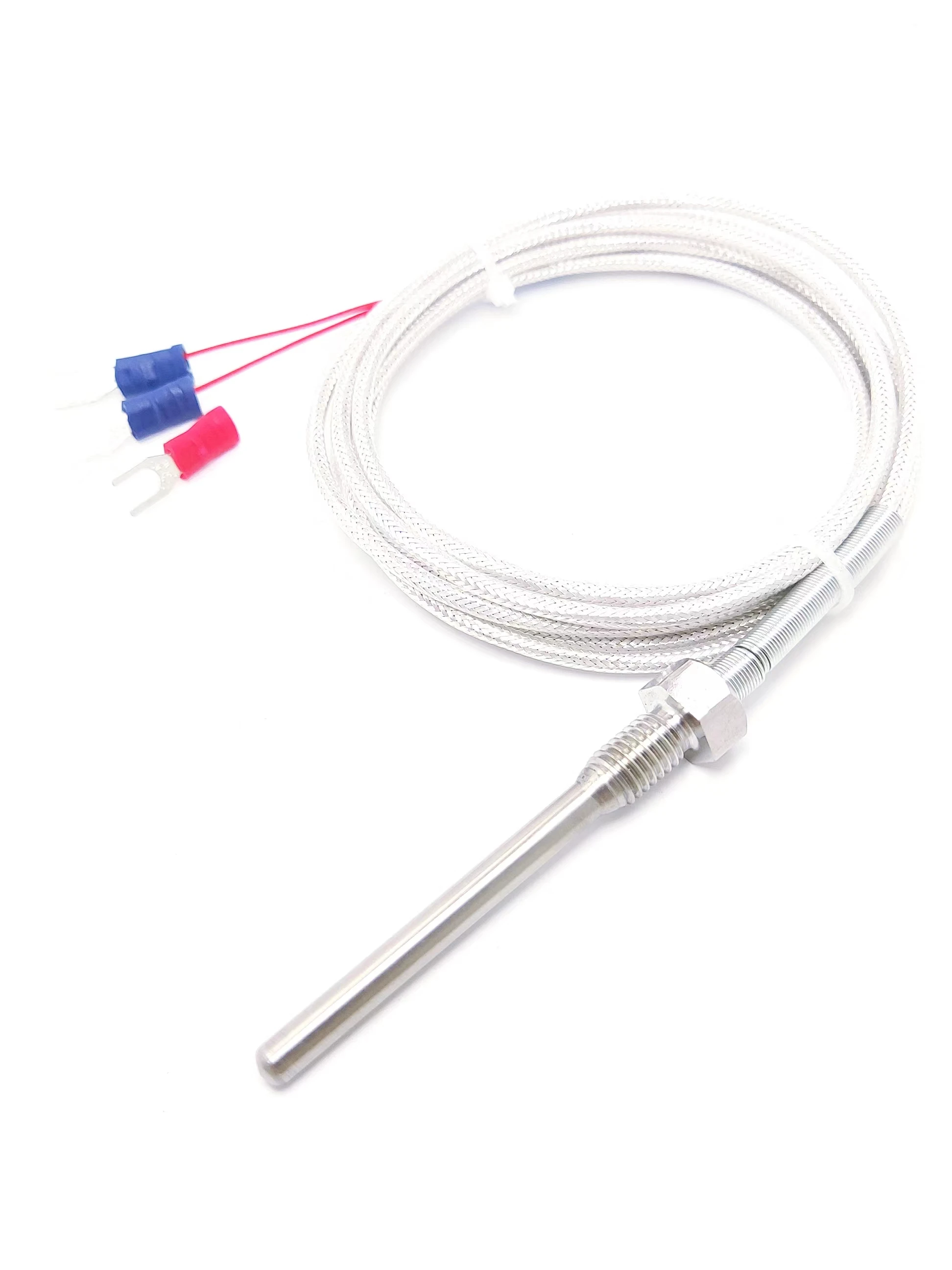 K/J/E/ type PT100 platinum resistance/M8 thread temperature probe, high temperature resistant temperature measurement cable.