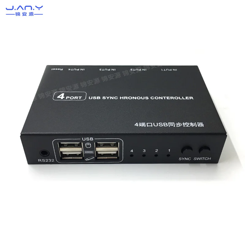 Controlador Síncrono USB para Jogos, Switcher KVM, Abertura Múltipla, Teclado Múltiplo, Mouse e Teclado Compartilhado, USB de 4 Portas