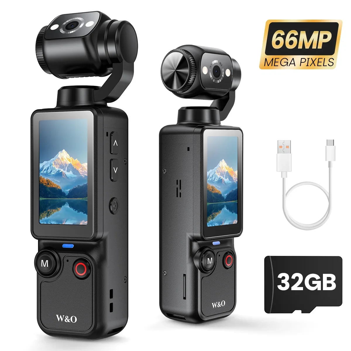 2,5K HD-Videokamera mit 1,9-Zoll-CMOS-Sensor, USB-Aufladbar, 180° °   Drehbare Action-Camcorder für Vlogging, Live-Streaming