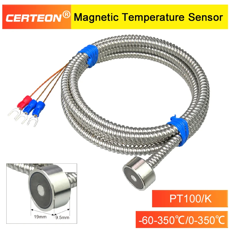 PT100 High Temperature Magnetic Sensor K Type Thermocouple Probe with Metal Hose Industrial Temperature Detector for Coal