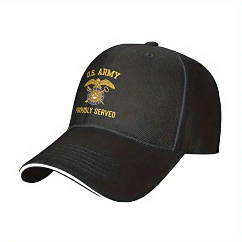 Vintage Style, Patriotic American Army Quartermaster Corps Baseball Cap - Adjustable Snapback, Black with Golden Emblem, Ideal f