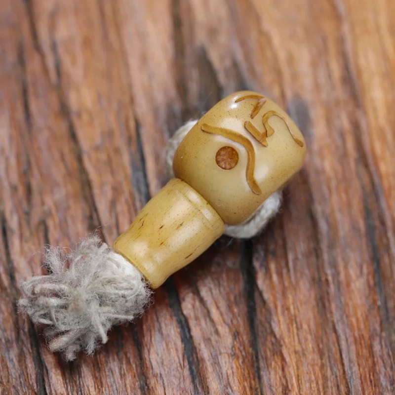 Camel bone carved smiling face, three-way Buddha head, silver inlaid, Tibetan-style craft, handmade DIY accessory