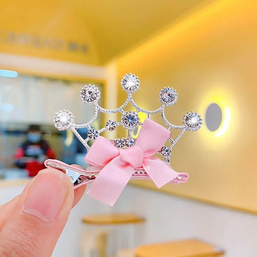 Lovely Fashion Star Crown Rhinestone Girl Headdress Rabbit Ear Bow Hair Clip Kids Hairpin Hair Accessory Headwear