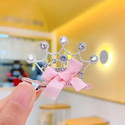 Lovely Fashion Star Crown Rhinestone Girl Headdress Rabbit Ear Bow Hair Clip Kids Hairpin Hair Accessory Headwear