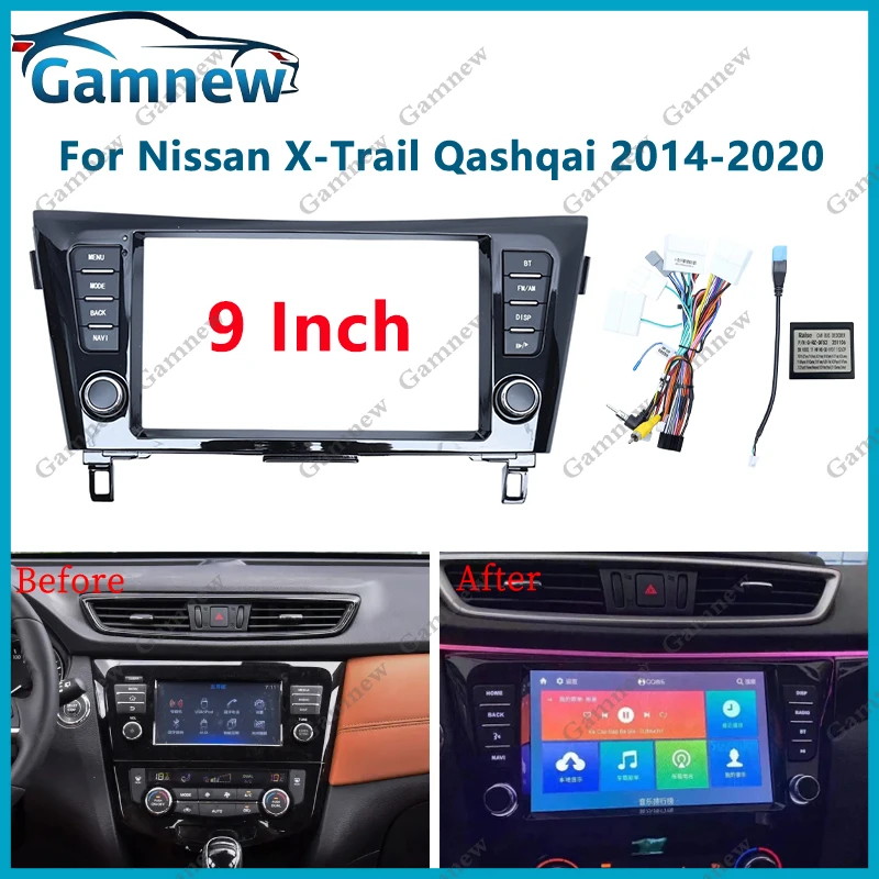 

9 Inch Car Frame Fascia Canbus Adapter Android Radio Audio Dash Fitting Panel Kit For Nissan X-Trail Qashqai 2014-2020