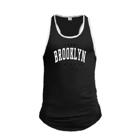 Summer  Men Sport Gym Workout Pumping iron Bodybuilding Fitness Muscle Tank Tops Printed Vest Cotton Breathable Sleeveless Shirt