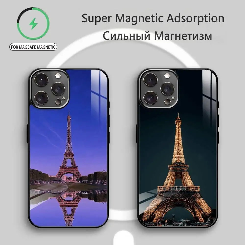 

E-Eiffel T-Tower Phone Case For iPhone17,16,15,14,13,12,11 Plus,Pro Max Magnetic For Magsafe Wireless Charging