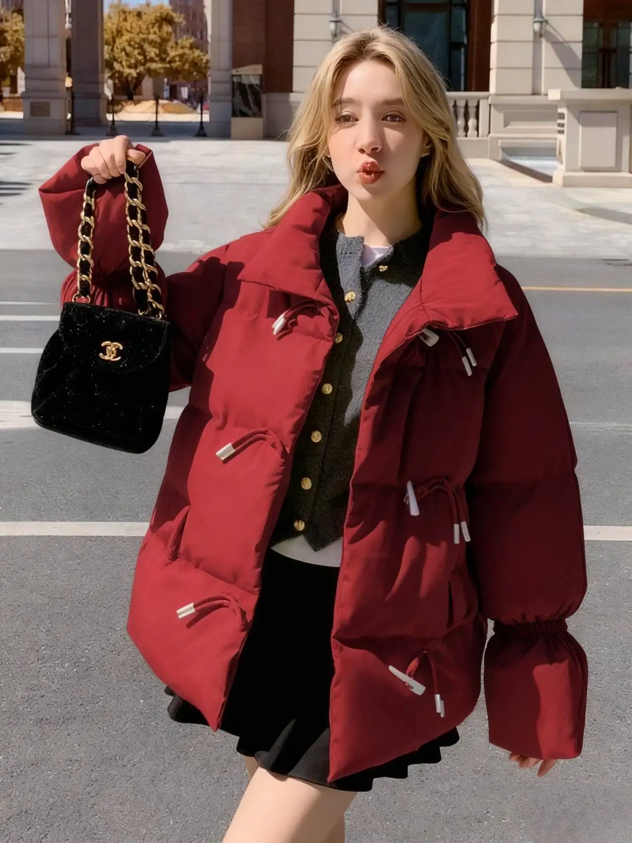 سترات باركاس للسيدات والفتيات للخريف مزيج محشو برباط ورباط وفتحة رقبة ثابتة ملابس شارع عادية حضرية وحديثة متعددة الألوان قابلة للتنفس