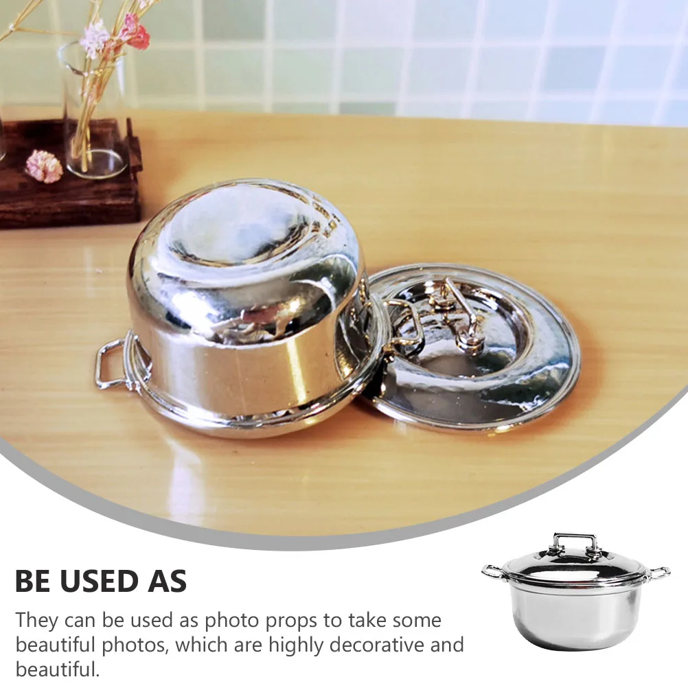 

3 Pcs Dollhouse Soup Pot Imitation Stock Kids Pretend Pots and Pans Children's Role Play Kitchenware Food Rice