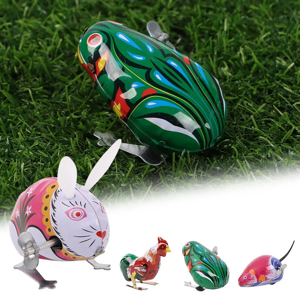 Classic Jumping Frog Childhood Memory Jumping Iron Rabbit Action Figures  Wind Up  Nostalgic