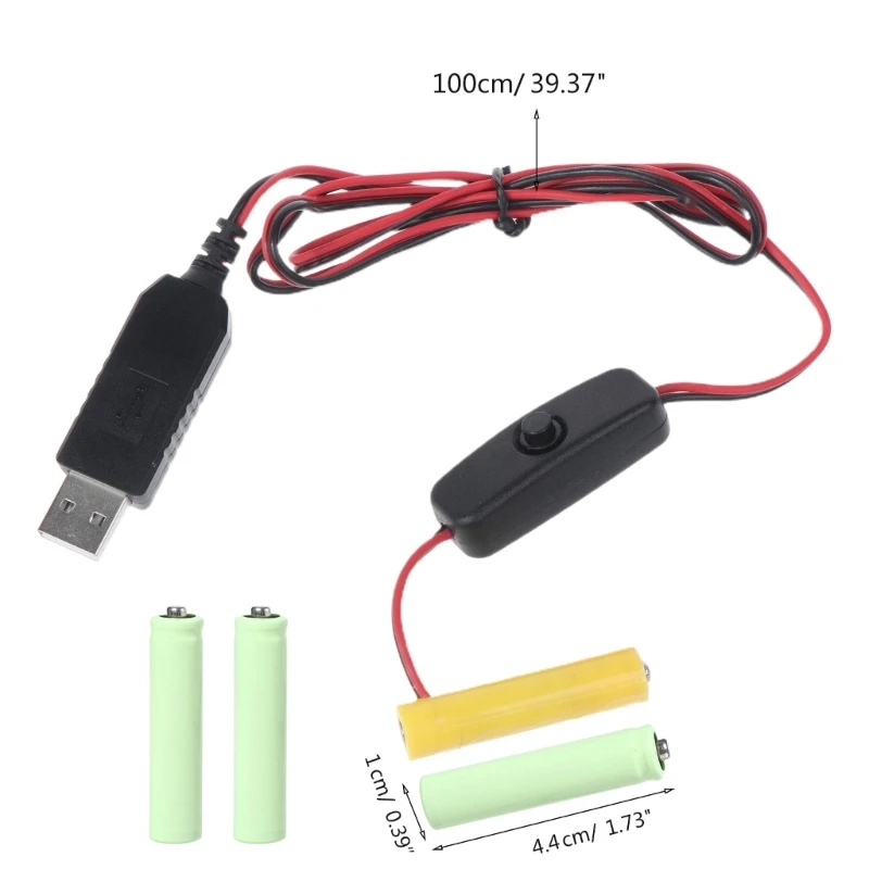 Universal USB to 6V AAA Battery Power Cable with USB Power Converter for Radio LED Light Toy Remote