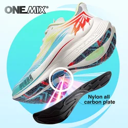 ONEMIX-Zapatillas de entrenamiento para correr para hombre y mujer, zapatos deportivos de suela completa con placa de nailon, transpirables, para verano, 2024