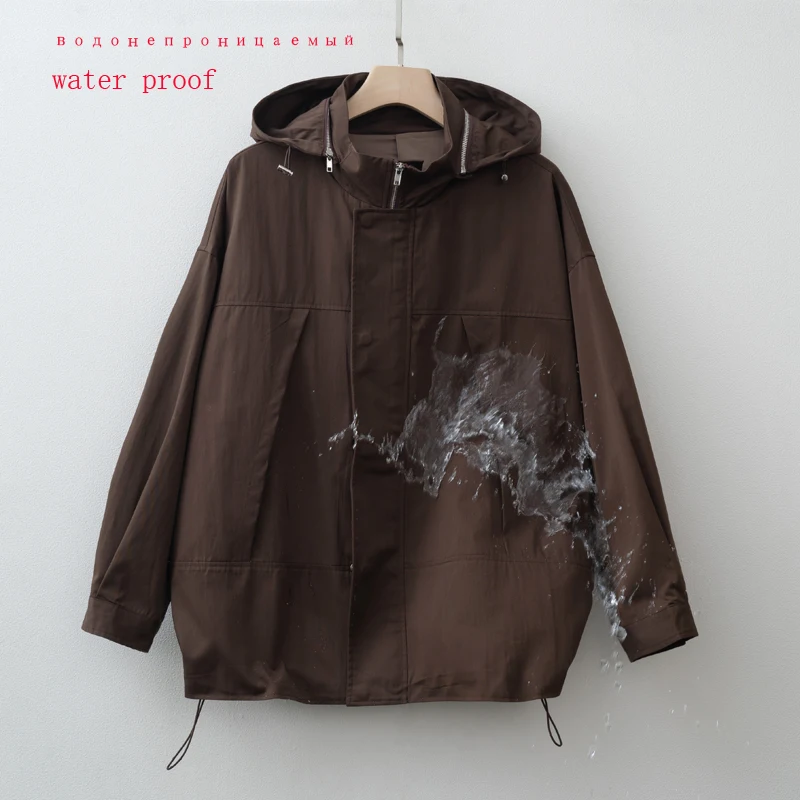 Women Fashion 2025 Fall / Autumn Water proof Elastic adjustable waist Female Jacket and Coat