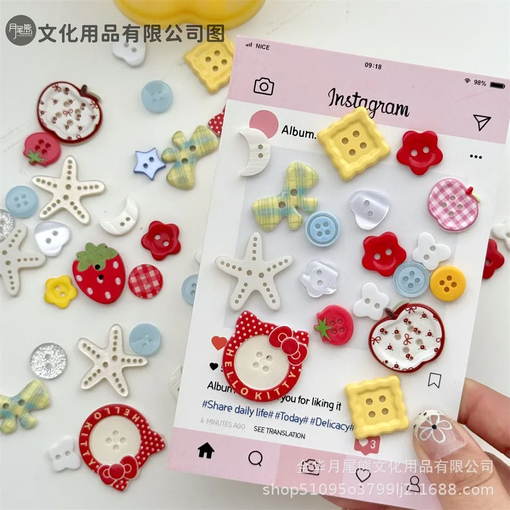 20 قطعة من إكسسوارات تزيين الأزرار المثقبة من الدوبامين الصيفي، إكسسوارات ملابس الأطفال لحساب اليد، إكسسوارات لطيفة ذاتية الصنع #6